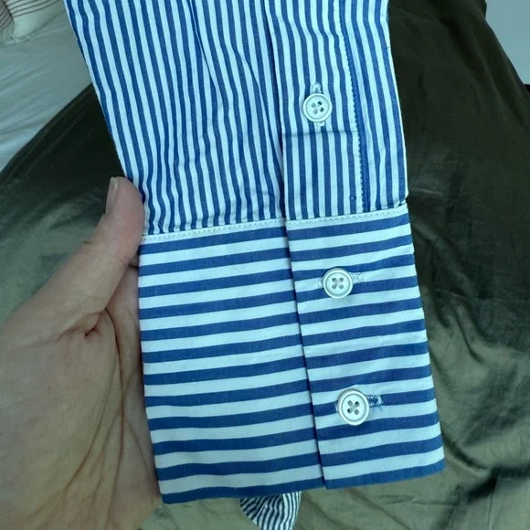 Calvin Klein Striped Button-Up Shirt Dress Womens 4 Blue Long Sleeve Y2K Capsule - Picture 5 of 5